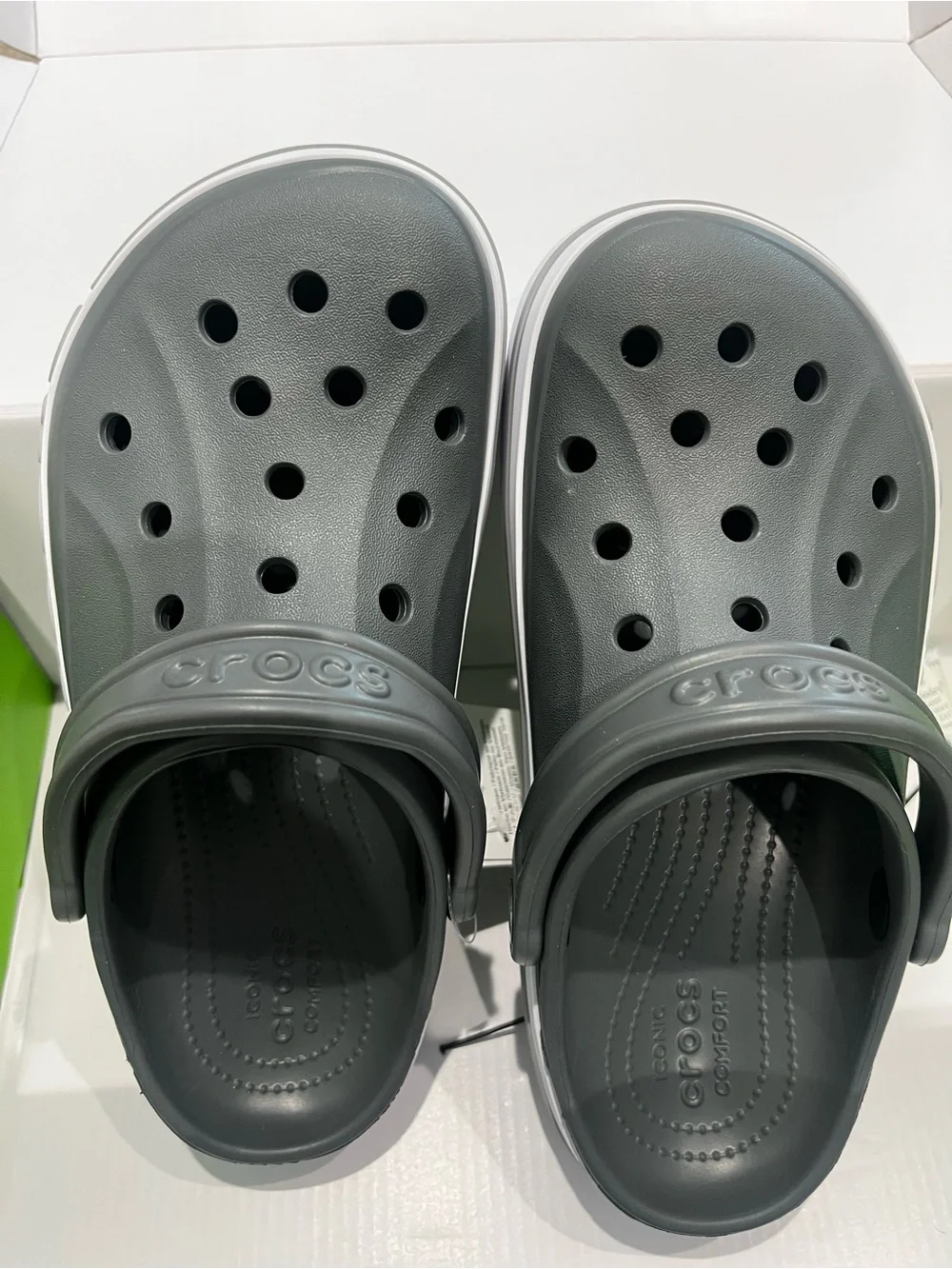 CROCS Kids' Grey and White Crocband Clog